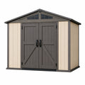 Abri de jardin 191 x 122 x 183 cm en résine beige et anthracite à double porte