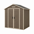 Abri de jardin 185 x 152 x 226 cm en résine brun taupe à double porte ventilé