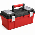 Boîte à outils 50 cm en plastique rouge et noir avec organiseurs et poignée de transport