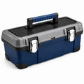 Boîte à outils 50 cm en plastique bleu gris pour rangement avec poignée