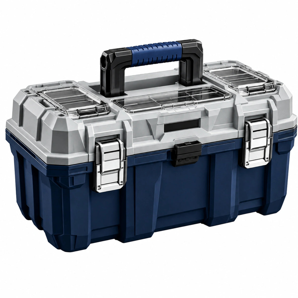 Boîte à outils 56 cm en plastique bleu gris avec organiseurs portable