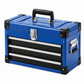 Coffre à outils 50 x 25 x 30 cm en acier bleu à 3 tiroirs portable