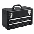 Coffre à outils 50 x 25 x 36 cm en métal noir avec tiroirs portable