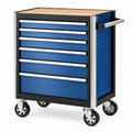 Servante d'atelier 80 x 45 x 95 cm en métal bleu et noir avec 6 tiroirs sur roulettes