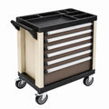 Chariot à outils 78 x 46 x 90 cm en métal beige et noir avec 6 tiroirs et roulettes