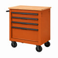 Servante d'atelier 76 x 46 x 90 cm en acier orange avec plateau en bois et 4 tiroirs