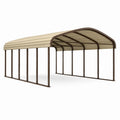 Abri voiture 500 x 300 x 240 cm acier brun beige à toiture cintrée pour extérieur
