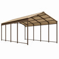 Abri voiture 500 x 300 x 250 cm acier marron avec toit en polycarbonate incliné