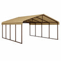 Carport 600 x 300 x 270 cm en acier brun avec toiture beige pour extérieur