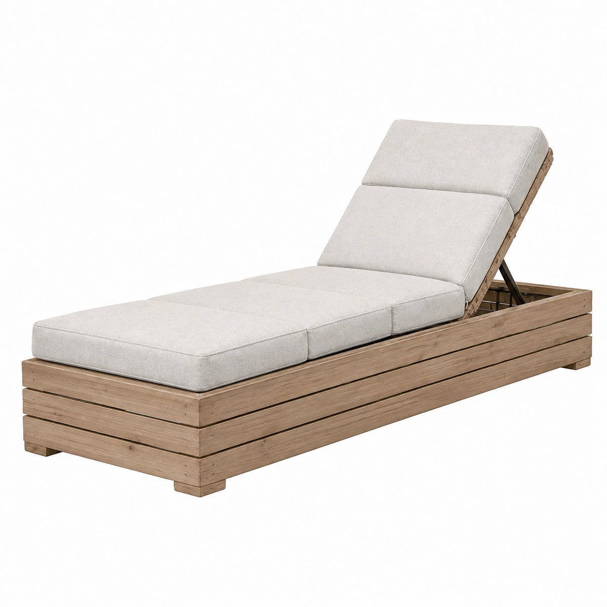 Chaise longue de jardin 200 x 70 cm en bois beige avec dossier réglable