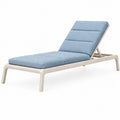 Chaise longue de jardin 200 cm x 70 cm x 80 cm en aluminium beige et tissu bleu clair - dossier inclinable