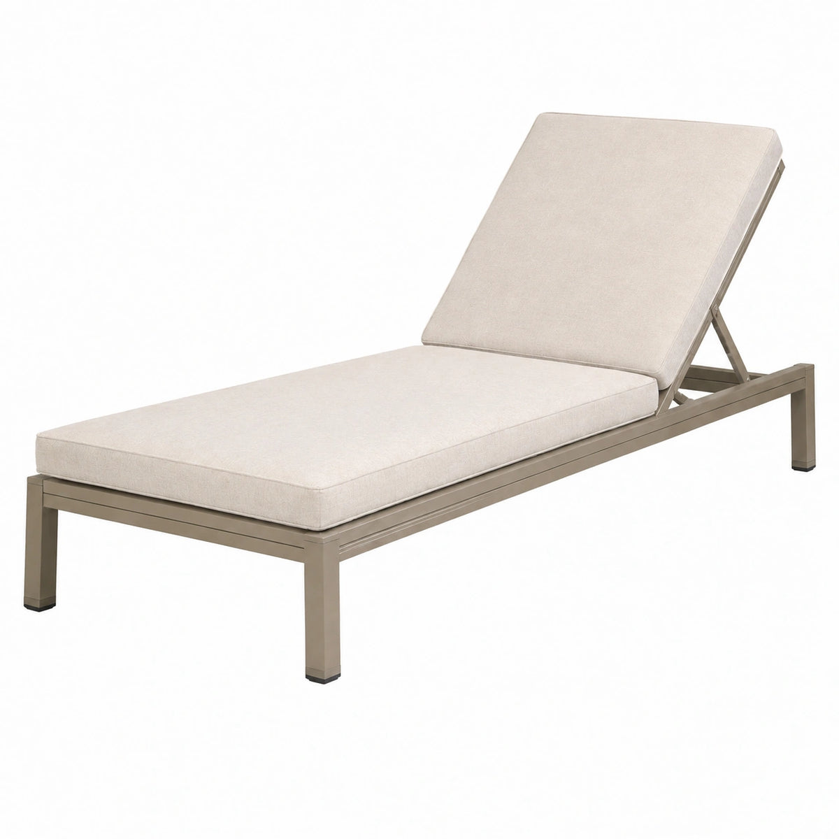 Chaise longue de jardin 200 x 65 cm en aluminium beige avec dossier réglable