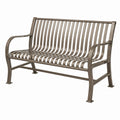 Banc de jardin 127 cm en acier brun à lattes avec accoudoirs
