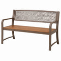 Banc de jardin 122 x 61 x 91 cm en métal brun avec assise effet bois style classique