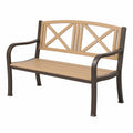 Banc de jardin 122 x 64 x 92 cm en métal beige et marron style classique